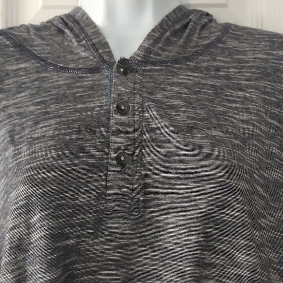 PD&C blue white striped long sleeve hoodie t-shirt  Sz XL - Picture 3 of 5